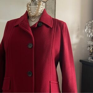 Anne Klein Red Wool Cashmere Blend Coat.